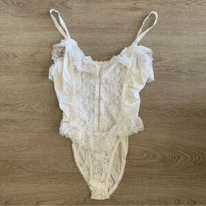 Vintage White Lace Bodysuit Lingerie Size S